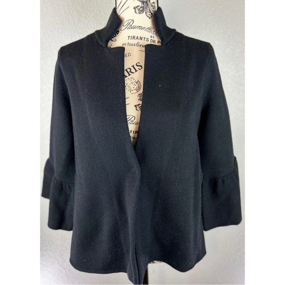 Anthropologie Black Structured Bell Sleeve Blazer Jacket, size XS - Picture 1 of 9